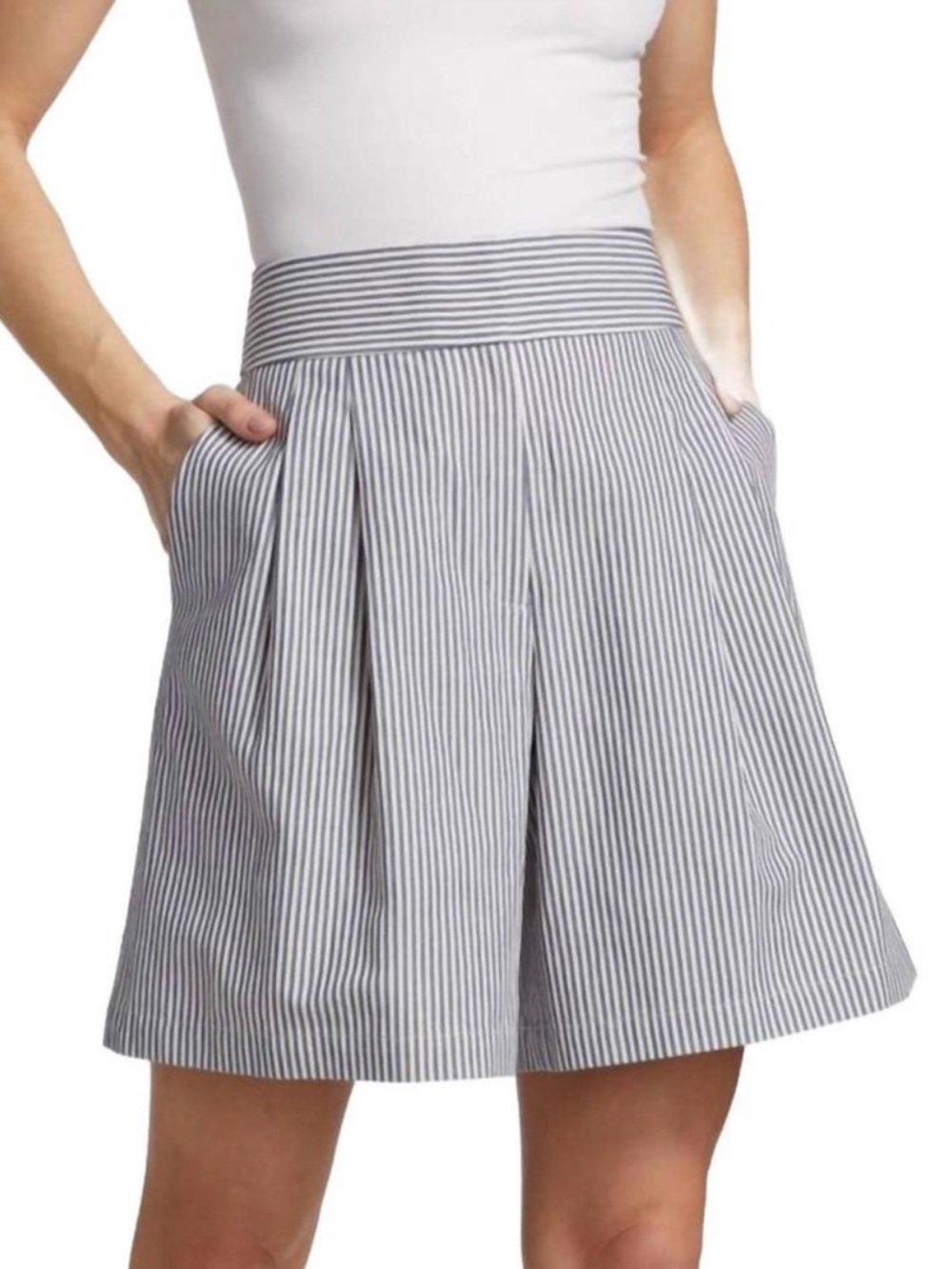 Lafayette 148 New York Leroy Stripe Cotton Blend Shorts size 14